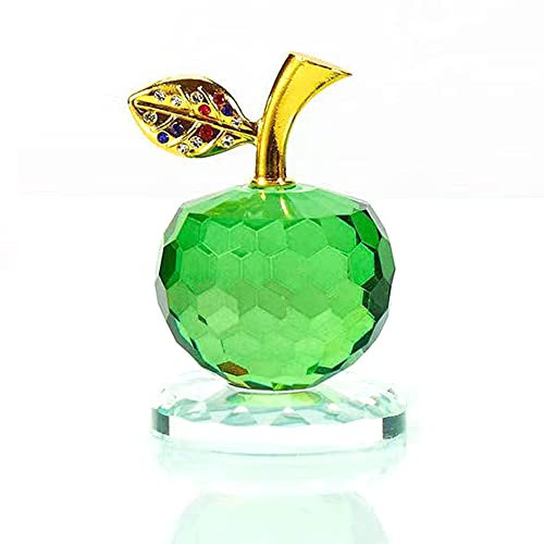 LOTOWELZON 50mm/1.97in Base Stand Crystal Apple Figurine Home Decor Crystal Paperweight Ornament Collectible Crafts, for Wedding Birthday Christmas (Green w/Flat Base)