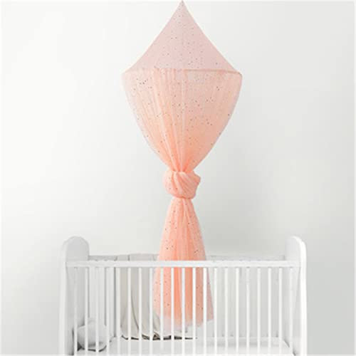 Surwin Betthimmel Madchen Jungen Babybett Doppelbett, Pailletten Moskitonetz Baldachin Kinderzimmer Einzelbett Himmel Schlafzimmer Dekoration Spielzelte Kinder Geschenk (Orange)