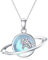 VONALA Asteroid 925 Sterling Silber Halskette für Damen, Astronaut Mondstein Anhänger Schmuck für Mädchen, Zarte Hochwertige Halskette für Geburtstagsgeschenke, Party