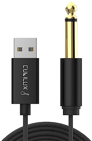 Cubilux Gitarre-auf-USB-A-Kabel, USB auf 6,35 mm (1/4 Zoll) TS Mono Line-In-Kabel für Bass/E-Piano/Schlagzeug, Instrument zu Laptop-PC, 6 Fuß