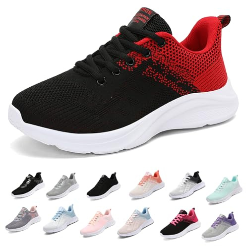 MIDQCGL Uomo Donna Scarpe Sportive Donna Scarpe da Ginnastica Corsa Sportive Fitness Running Sneakers Scarpe Basse Casual Walking Trainers 626 Black Red 38EU
