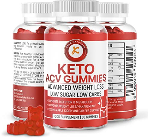ACV Keto Gummies zur Gewichtsreduktion – Fettverbrennung & Stoffwechsel – Wenig Zucker & Kohlenhydrate – Apfelessig Detox mit Rote Beete & Vitamin B12 – 60 Stück