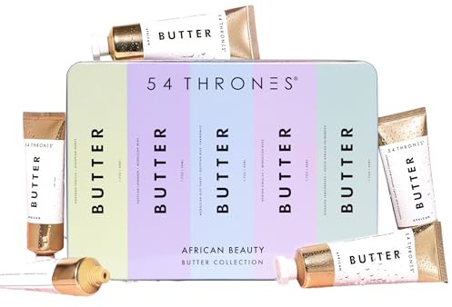 54 Thrones Oprah's Favorite Things: African Beauty Butter Collection Deluxe Tin, Intensive Dry Skin Support, Moisturizing Body Butter for Women, Locks in Moisture, 5-Piece Set, 1.7 oz each