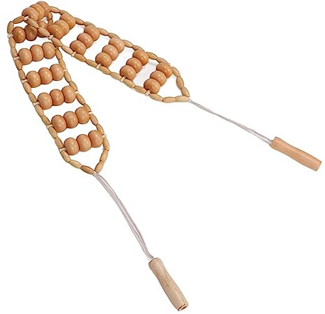 Rouleau de Massage du Dos, Corde de Massage Thérapeutique en Bois, Ceinture de Massage en Bois pour les épaules du Cou, Outils de Massage de la Cellulite