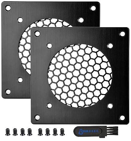 BRIEFCEC Ventilation Grille 80MM fan cover Mesh for PC Computer AV Electronic Cabinet, Also Includes Accessories for Installing 80mm Fan (2 Set)