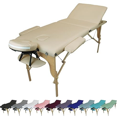 Vivezen - Klappbare 3-Zonen-Massageliege aus Holz mit Reiki-Panel + Zubehör und Tragetasche