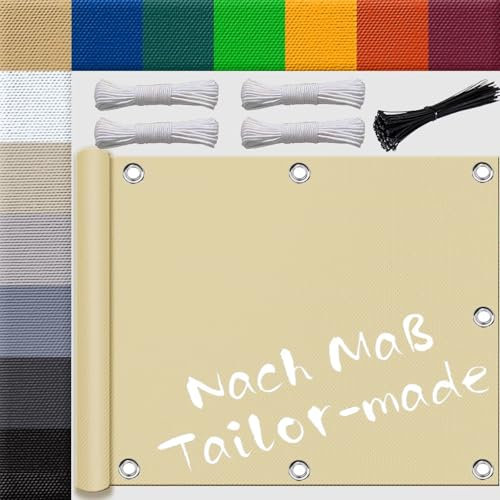 Ufamiluk sonnensegel mini groß klein wasserdicht terrassen Windschutz markisenstoff Balkonumspannungen für die überdachung Balkon terrasse Schwimmbad 3x7m Beige