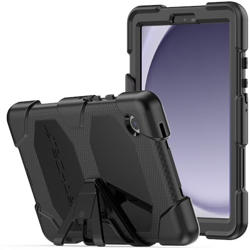 TECHGEAR G-SHOCK Case Fits Samsung Galaxy Tab A9 8.7 2023 (SM-X110 / SM-X115) Tough Rugged HEAVY DUTY Armour Shockproof Impact Survival Case with Stand, Kids Schools Builders Workman -BLACK