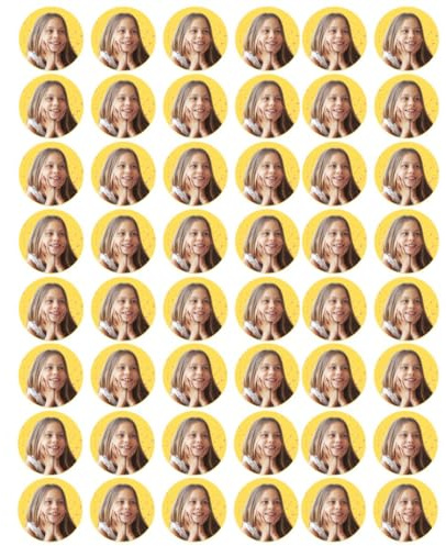 Muffinaufleger Essbares foto für muffins auf zuckerpapier Rund mit Wunschfoto und Wunschtext selbst gestalten Personalisiert Rund 2,8cm (56er Pack)