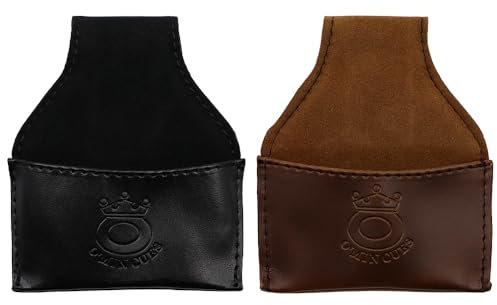 Tiardey 2Pcs Sac à Craie de Billard, Sac à Craie de Billard Portable, Sac Accessoire de Sac de Poche en PU Noir + Marron