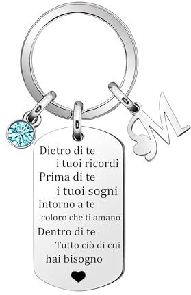 Inpirazione Portachiavi Regalo,Argento 26 Lettera A-Z Inglese Initial Pendente Portachiavi Per Le Donne Uomini Unisex Figlia Figlio Sorelle Amici Amante Compleanno Natale Laurea (M)
