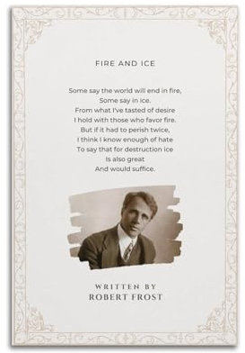 SANWYA Fire and Ice Poem von Robert Frost-Kunst, Wohnzimmer, Schlafzimmer, Poster, Gemälde, dekorativer Maldruck, Leinwand, Wand, 50 x 75 cm
