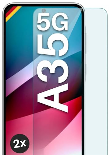 moex Schutzfolie für Samsung Galaxy A35 5G Glas 9H Härte, gehärtetes Schutzglas, Panzer Schutz Glas Displayschutz Folie, kompatibel mit jeder Handy Hülle, ShockProtect 2 Stück