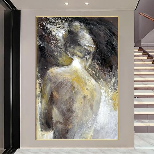 Abstrakte Kunst Figur Ölgemälde Frau Rücken Leinwand Poster Moderne Wandkunst Bilder für Wohnzimmer Wohnkultur Wandbild 80x120cm Rahmenlos