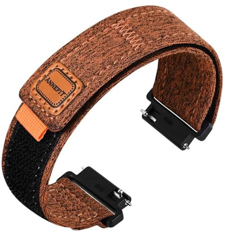 ANNEFIT Canvas Uhrenarmband 22mm, Denim Loop Armband mit Schnellverschluss für Herren Damen (Braun)