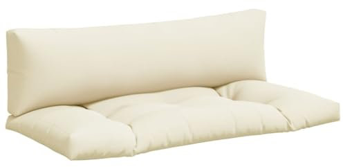 vidaXL Palettenkissen 2-TLG., Palettenpolster für Europaletten, Palettensofa Kissen Indoor Outdoor, Palettenauflage Sitzkissen Rückenkissen, Creme Stoff