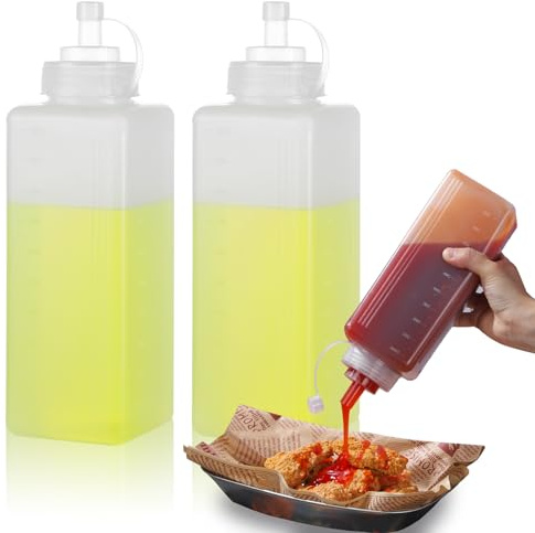 RAMFIYN 2 Pack Wide Mouth Squeeze Bottles 1 qt