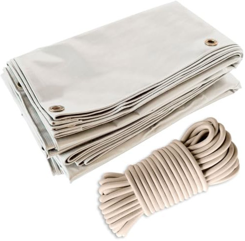 Tecplast Pack Toile Pergola Blanc Crème 3x4 m + Sandow Ivoire 20m - Bâche Pergola prête à Poser LP506PR Garantie 5 Ans
