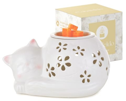 Candeldo Electric Wax Melt Burners: Wax Melter for Scented Wax Lovely Cat Candle Warmer with 2 Bulbs Fragrance Wax Burner Home Bedroom Decor Birthday Gift for Women Mom
