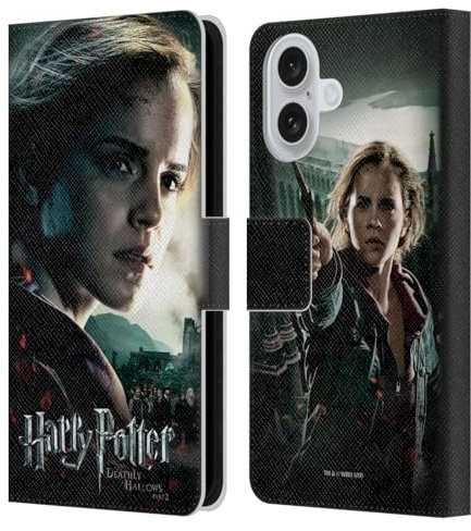 Head Case Designs Offizielle Harry Potter Hermione Granger Deathly Hallows VIII Leder Brieftaschen Handyhülle Hülle Huelle kompatibel mit Apple iPhone 16