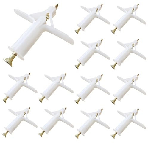 100 Plasterboard Fixings Plaster Board Screws and Wall Plugs Set 50 Anchor 50 Screws Drywall Anchor Heavy Duty Expansion Tube Drywall Plugs Plasterboard Fixings Heavy Duty for TV Wall Brackets(Large)