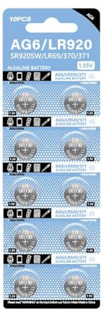 AYPOHU Long Lasting AG6 Button Cell Battery LR920 Watches Clock 1.55V Button Coin Cell Batteries Power 320mAh