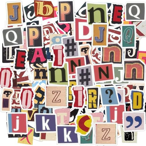 104Pcs Vintage Letter Stickers, Retro Suitcase DIY Alphabet Self Adhesive for Travel Case, Laptop, Calendars, Notebooks, Journal - Scrapbook