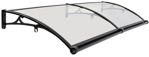 Haustür Bogen Regenschuppen | Sonnenschutz für draußen | Terrassenüberdachung aus Aluminium-Legierung | 200 * 60cm | Inkl. Montagezubehör (Klar)
