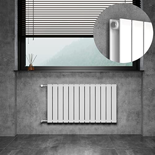 WITEN&NOCK Design Heizkörper Flach Paneelheizkörper Weiß 1000 x 550 mm Doppellagig mit Seitenanschluss Austauschheizkörper Nabenabstand 500 mm inkl. Montageset
