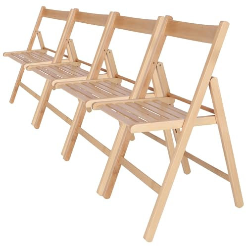 WELL HOME MOBILIARIO & DECORACIÓN - Pack 4 Sillas BAS en madera de haya, acabado barniz