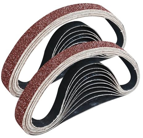 GZKTY Lot de 25 bandes abrasives 25 x 762 mm, 5 x grain 80/120/150/240/400 pour ponceuse à bande