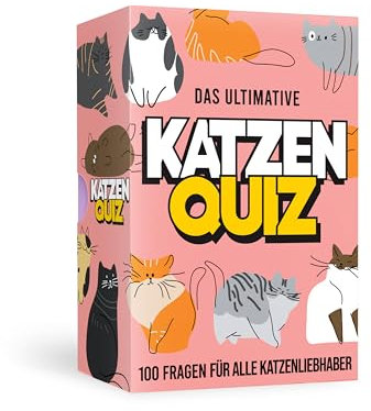 Gift Republic - Katzen Quiz I Das Quizspiel für Katzen Liebhaber I Spielspaß für jung und alt I Cooles Rate-Kartenspiel I 100 Quizfragen