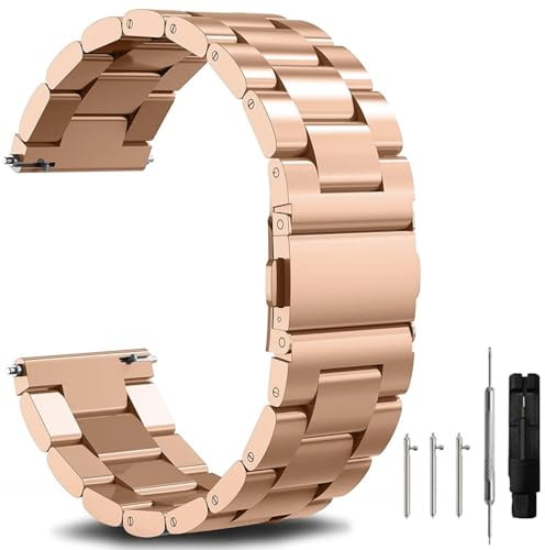 FACDEM Cinturino per orologio in acciaio inossidabile a sgancio rapido Cinturino per orologio in metallo spazzolato opaco 18mm 20mm 22mm Cinturino di ricambio per Smartwatch Uomo Donna(Rose Gold,18mm)