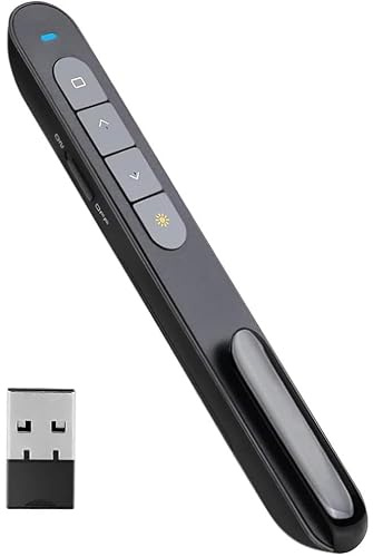 Wireless Presenter, Wireless Presentation Remote Clicker Laser Pointer, Hyperlink Volume Control Presentation Clicker RF 2.4GHz USB Office Presentation Clicker Remote Control Pointer Slide Advancer