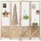 COSTWAY Paravent 151 x 144cm, Raumteiler klappbar, 4 teilige Trennwand Holzrahmen, Gitterwand zum Aufhängen, Sichtschutz innen Outdoor, dekorativ