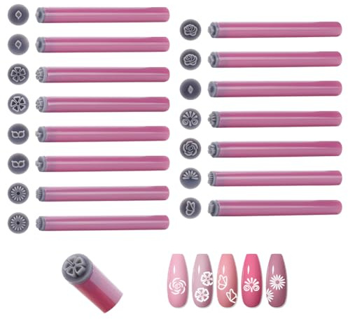 UNICRAFTALE 15 pz 15 Stili Penna Tamponi per Unghie Penna Tamponi Plastica per Motivo Floreale Unghie Strumento di Punteggiatura Diversi Motivi DIY Strumento di Disegno Unghie per Donne