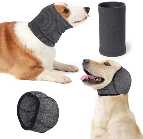 Eyein Dog Ear Protectors - 2 Packs Dog Ear Defenders and Snood Set, Upgrade Calming Ear Muff and Hood Adjustable for Anxiety Relief, Breathable Pet Head Cover Wrap for Noise Cancelling
