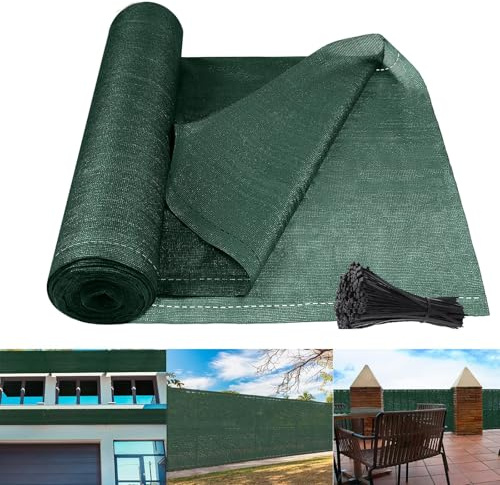 YRHome HDPE Zaunblende Sichtschutz 100cm Tennisblende Schattiernetz 150 g/m² Sonnenschutz Windschutz Schattier Gewebe mit Kabelbinder für Zaun Balkon Sportplatz Garten (2 x 10 m, Dunkelgrün)