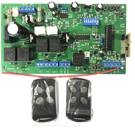 Scheda di controllo for apricancello scorrevole, scheda madre elettronica da 12 V con scatola e trasformatore for apricancello a battente da 12 V per fabbriche, scuole, residenze(With 4remotes)