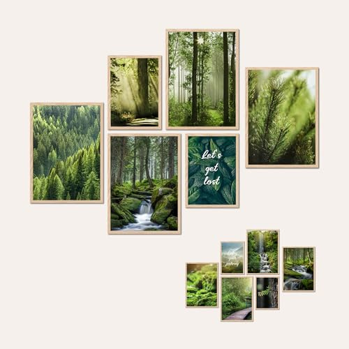 AG Design® DOPPELSEITIGES Set mit 6 Wald-Postern und Kunstdrucken | 4 x 30 x 42 cm + 2 x 21 x 30 cm | Für Schlafzimmer, Wohnzimmer, Küche und Büro | Ohne Rahmen | AP6 351316
