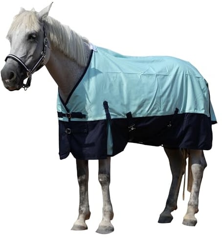 600D Regendecke Pferd, Leichte Wasserdichte Atmungsaktive Pferdedecke 0g | Reißfestes 600D-Material, Schützt vor Regen und Wind, Leichte Pferdedecke ohne Wärmefüllung für die Übergangszeit