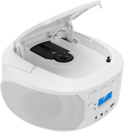 Cuifati Tragbarer Toplader-CD-Player mit -Funktion für zu Hause, UKW-Radio-Player, 4 UM2-C-Batterien, Schwarze Farbe (EU-Stecker)