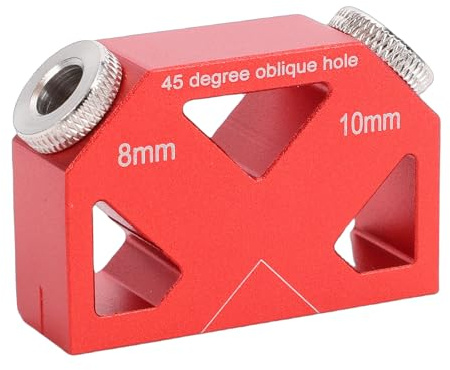 Jectse Posicionador de Taladro de 45 Grados, Guías de Taladro de Aleación de Aluminio con Broca de 9,5 Mm para Carpintería, Marcos de Muebles y Juguetes de Madera