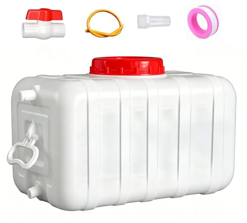 LIROPAU Depósito de agua de plástico de 50 litros, contenedor de agua de plástico de grado alimenticio con espiga, tanque de agua portátil para el hogar, viajes, caravana, emergencia