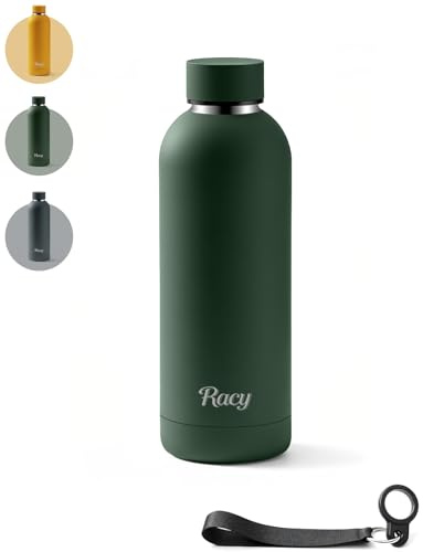 Racy Drinks Bottle with Strap, Metal Water Bottles 500ml, BPA Free,Stainless Steel Water Bottle (Green)
