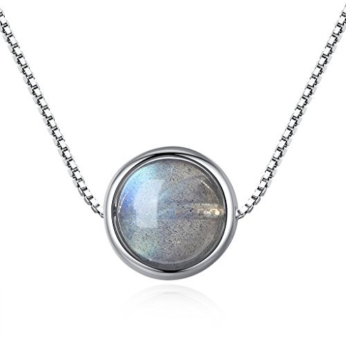 COAI Collier Argent 925 Pendentif Labradorite Pierres Semi-Précieuses Femme