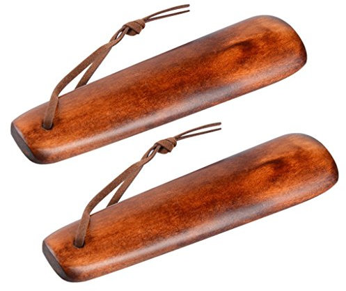 OFKPO 2 Pièces Chausse-pieds Bois, Corne de Chaussure en Bois, Durable, Poids Robuste et Confortable avec Corde en Cuir Antidérapant