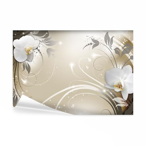 decomonkey Fototapete Abstrakt Orchidee, 350x256 cm, XL, Blumen Ornament | Tapete, Wandbild, Bild, Fototapeten, Tapeten, Wandtapete, Modern