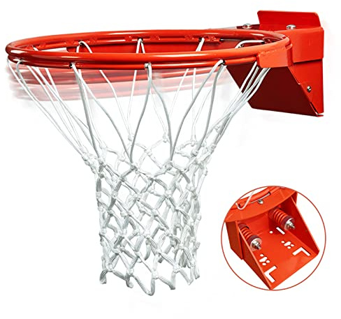 Progoal Breakaway Doppelfeder-Basketballfelge, robuster Flex-Rand, Ersatz für Standard-Tore, verstärkte Halterung, passend für die meisten Größen Backboards drinnen und draußen., Orange, 18 inch rim