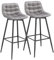 WOLTU Taburete de Bar Juego de 2 con Respaldo de Marco de Metal Asiento, Terciopelo, Gris Claro